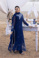 Azure Chiffon Embroidered 3 Piece Unstitched